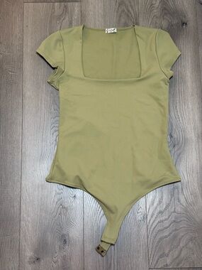 Free People Intimately Olive Square Neck Bodysuit Medium